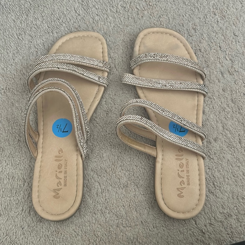 Rose Gold Mariella Studded Flat Sandal